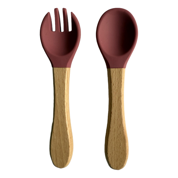 Silicone Wooden Spoon+Fork