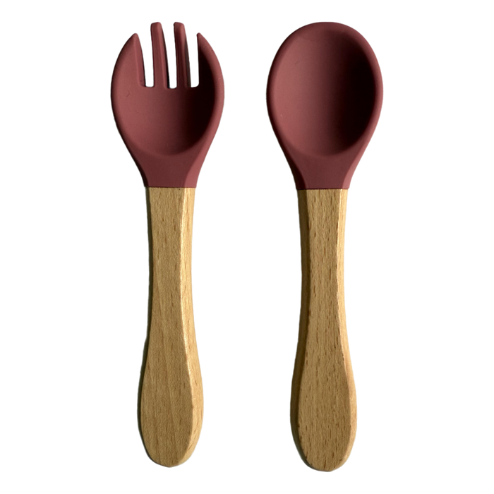 Silicone Wooden Spoon+Fork