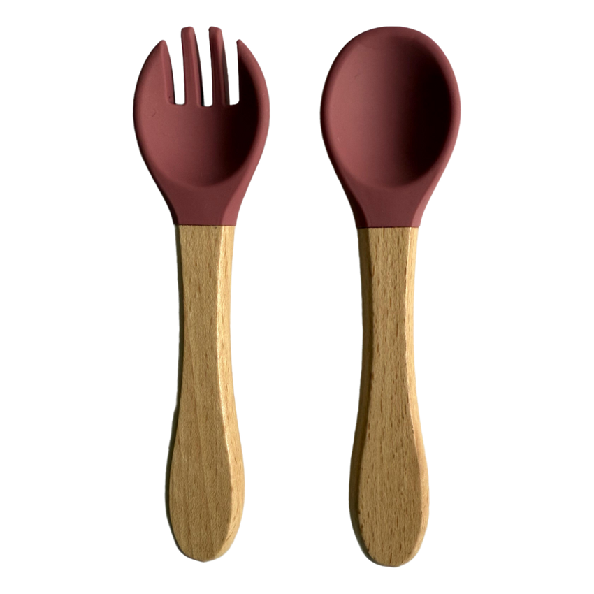 Silicone Wooden Spoon+Fork