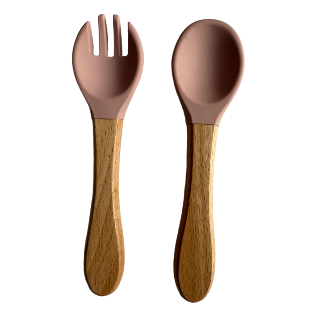 Silicon Wooden Spoon+Fork