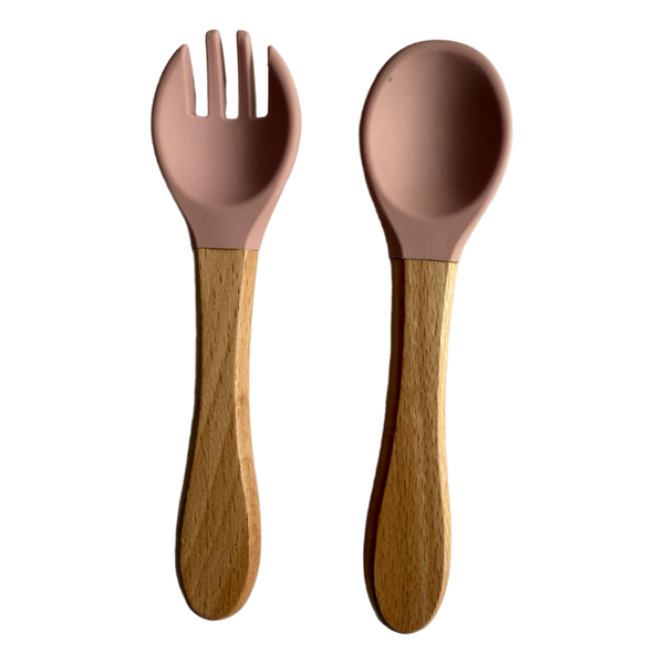 Silicon Wooden Spoon+Fork
