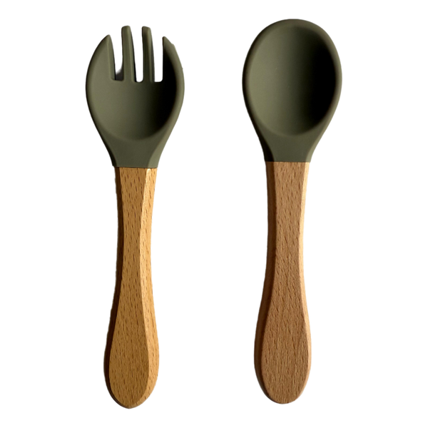 Silicone Wooden Spoon+Fork