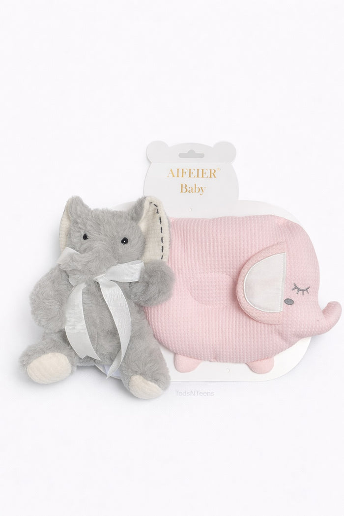 Plush Head Shaping Pillow with Stuff Toy - Pink