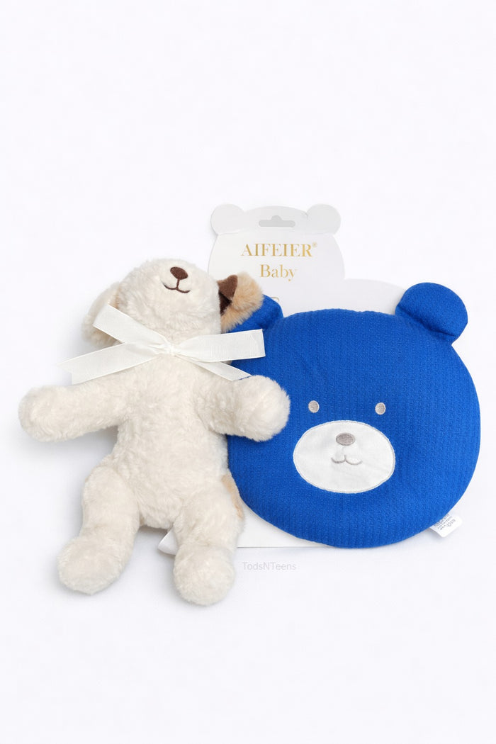 Plush Head Shaping Pillow with Stuff Toy - Blue