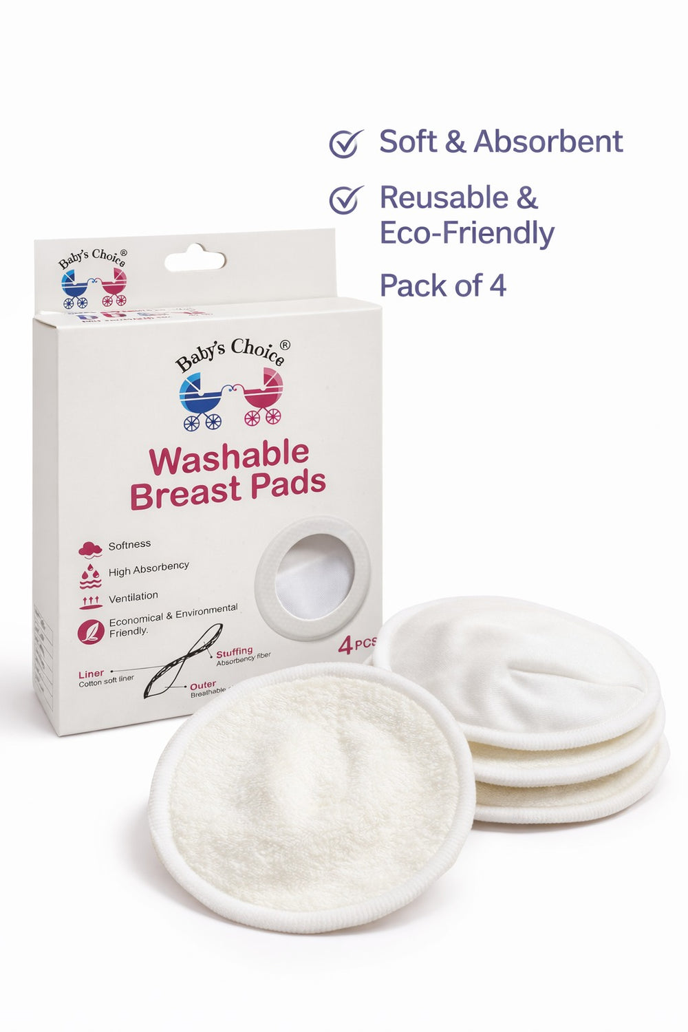 4 piece Washable Breast Pads