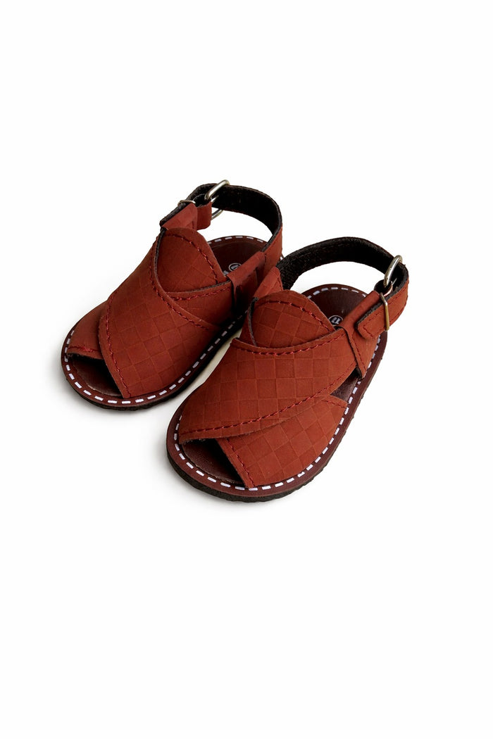 Infant Peshawari Sandals - Maroon Texture