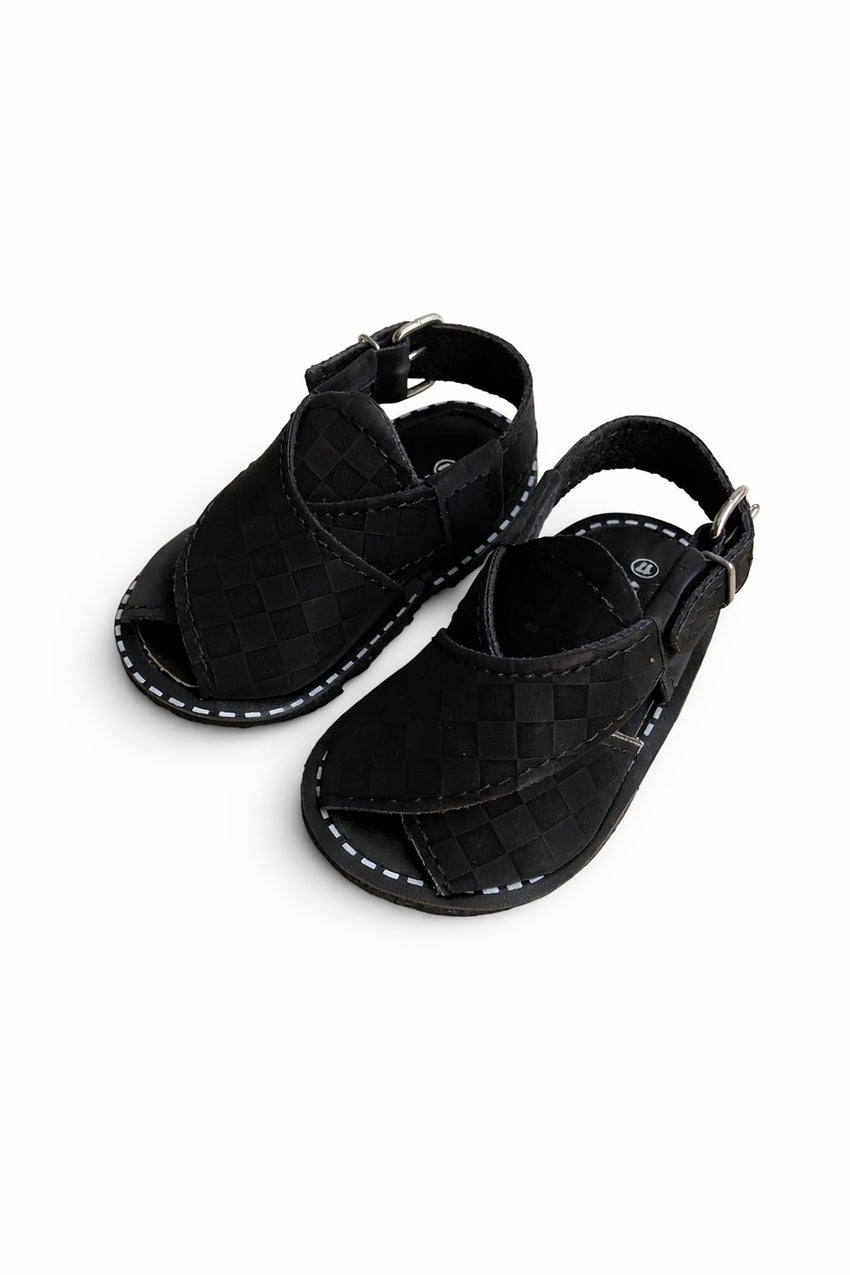 Infant Peshawari Sandals - Black Texture 2