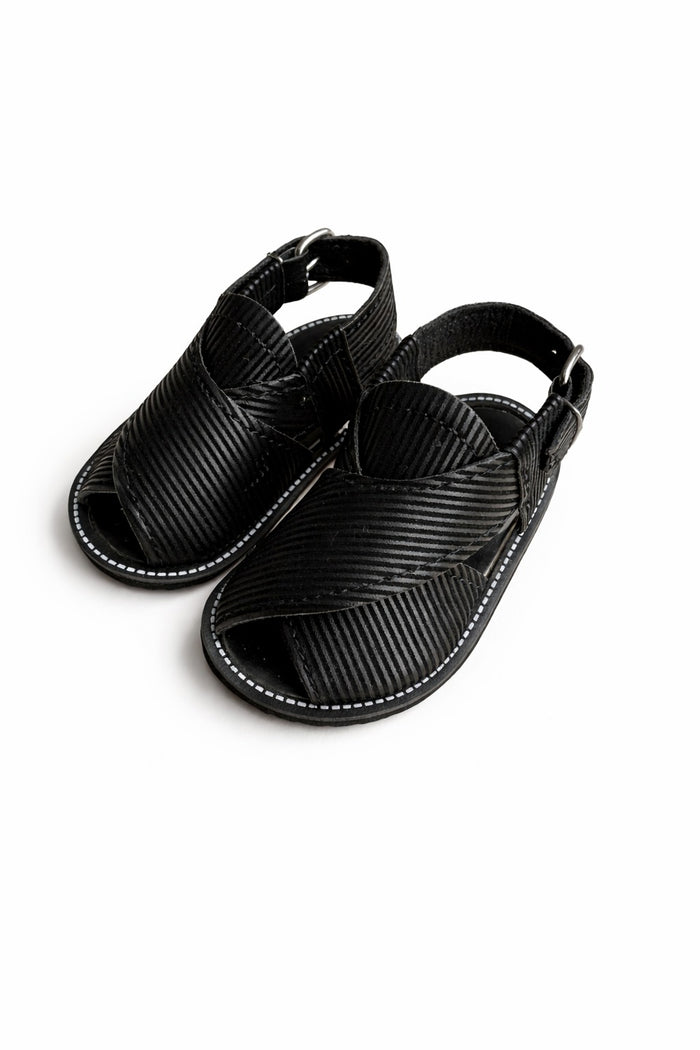 Infant Peshawari Sandals - Black Texture 3