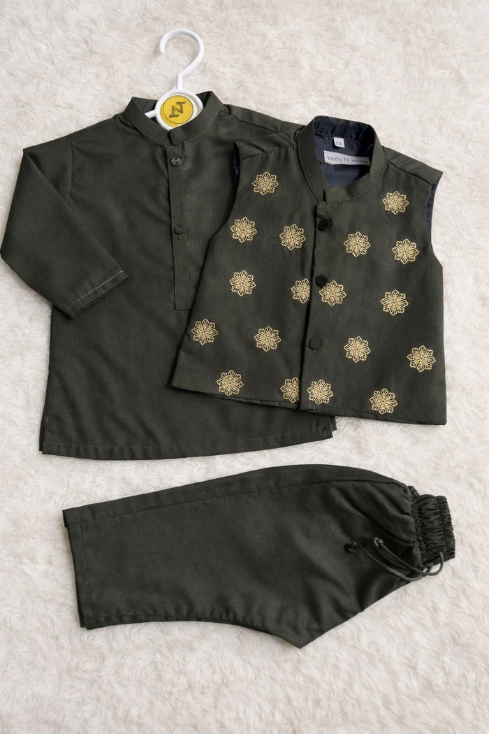 Heritage 3 Piece Set (6M-7Y) Green Floral