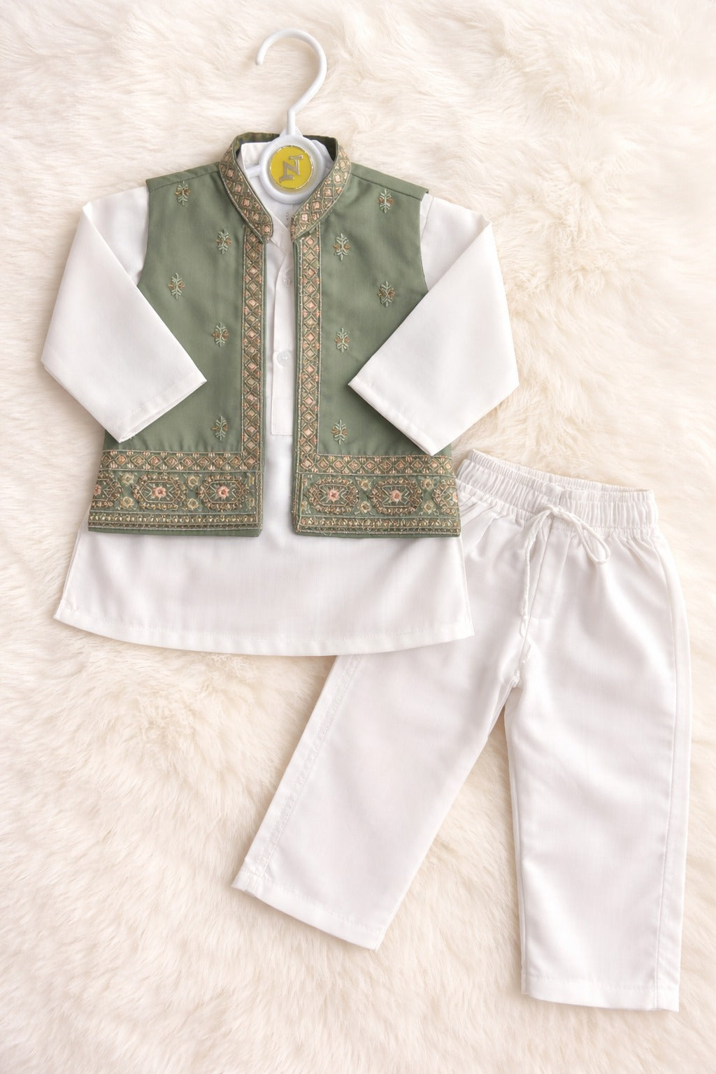 3-pc Eastern Dress waistcoat + Kurta + trouser (6M-7Y)