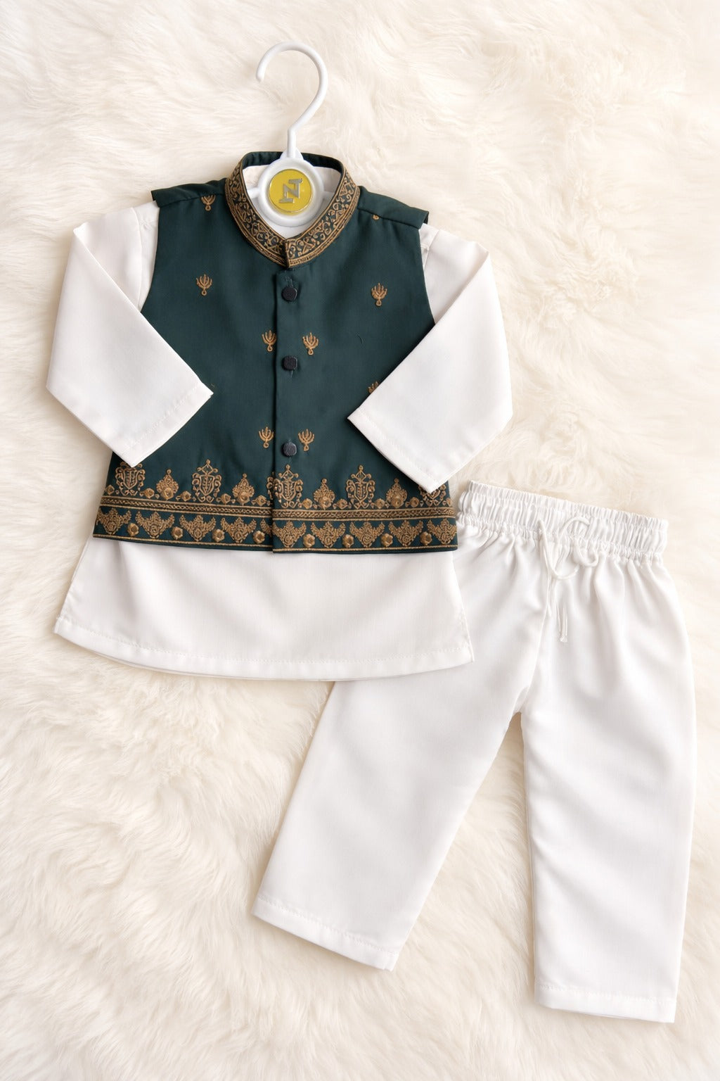 3-pc Eastern Dress waistcoat + Kurta + trouser (6M-7Y)