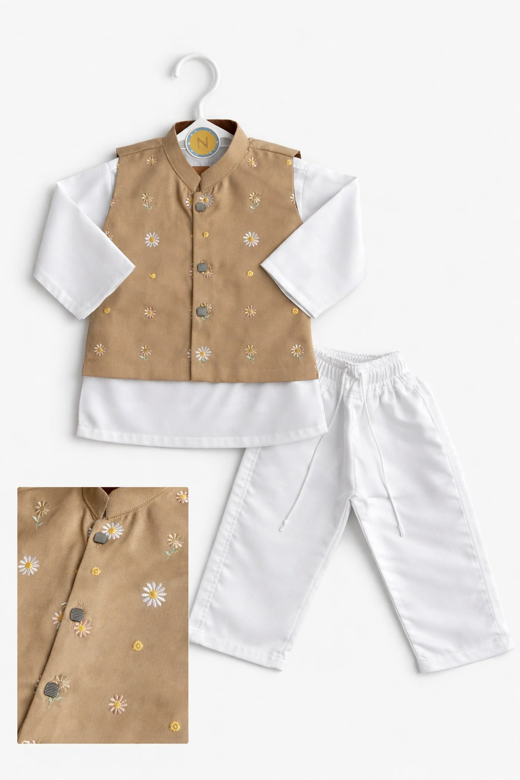 3-pc Eastern Dress waistcoat + Kurta + trouser (6M-7Y)