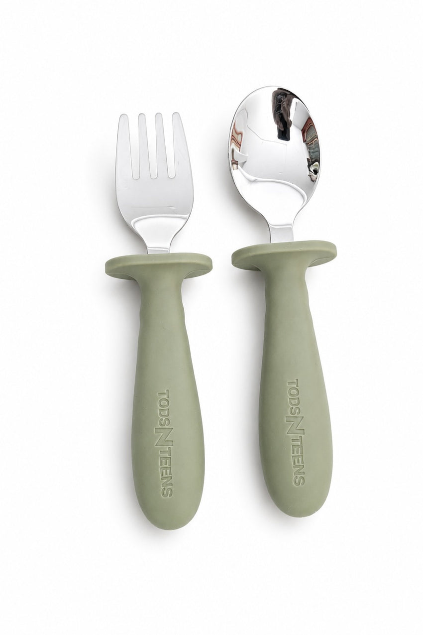 Stainless Steel + Silicone Spoon+Fork Set