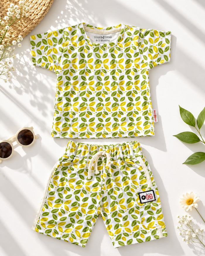 Infant Shorts & TShirt Set (0-12M) Green Leafs