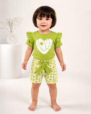 Infant Girl Graphic Short & Bodysuit Green
