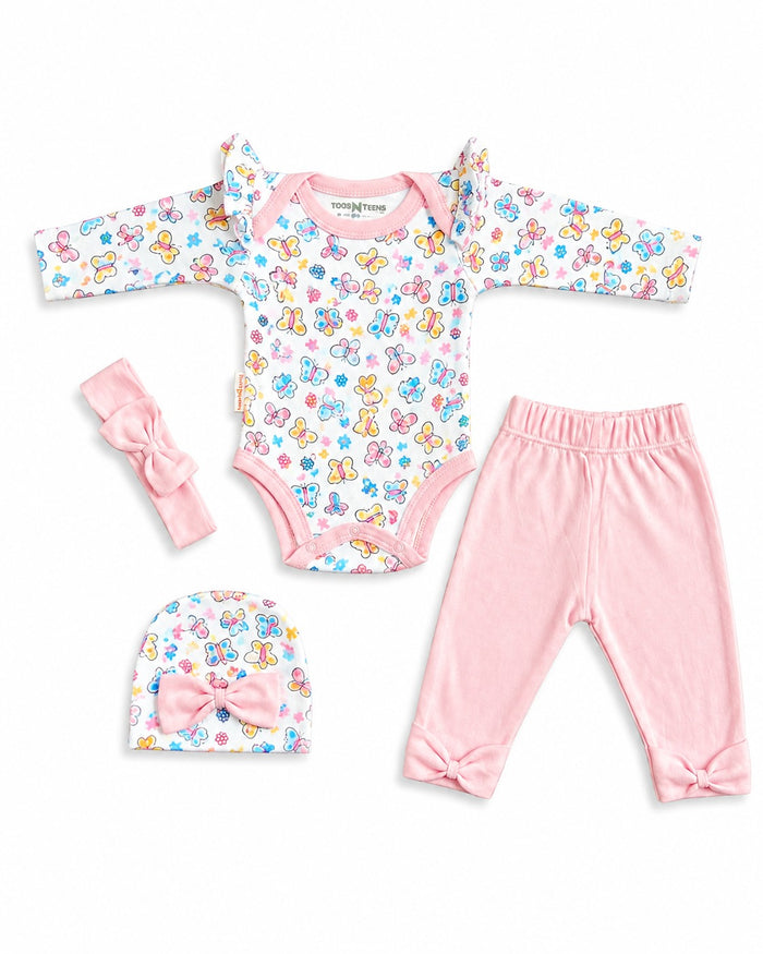 Baby Girl Printed 4-Piece Set (0-12 Months)