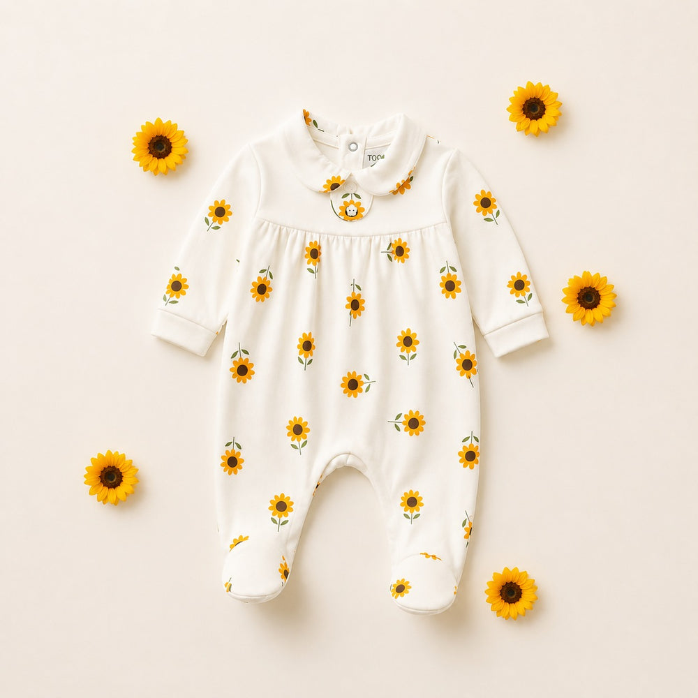 Peter Pan Collar Printed Romper (0–12 Months)