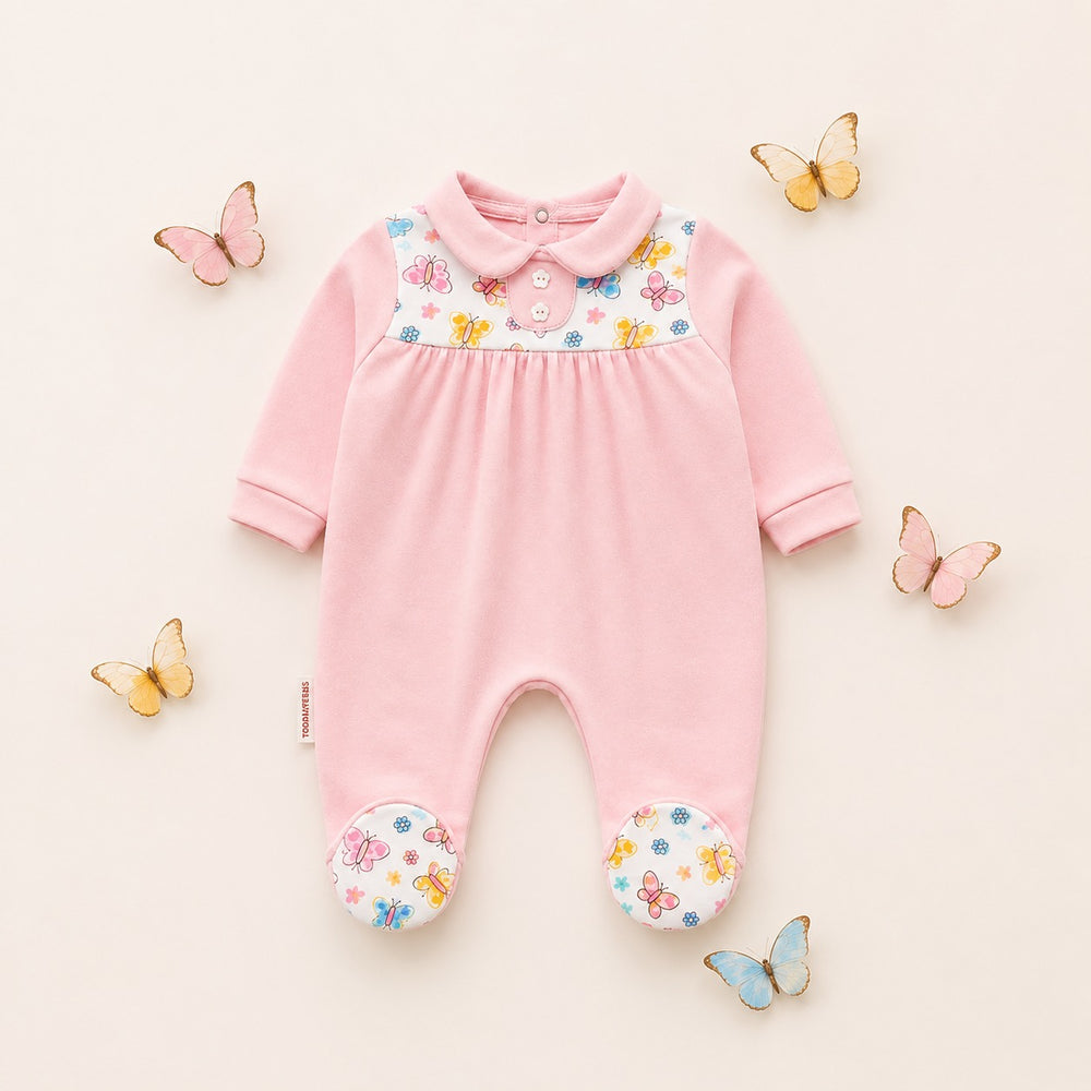 Peter Pan Collar Printed Romper (0–12 Months)