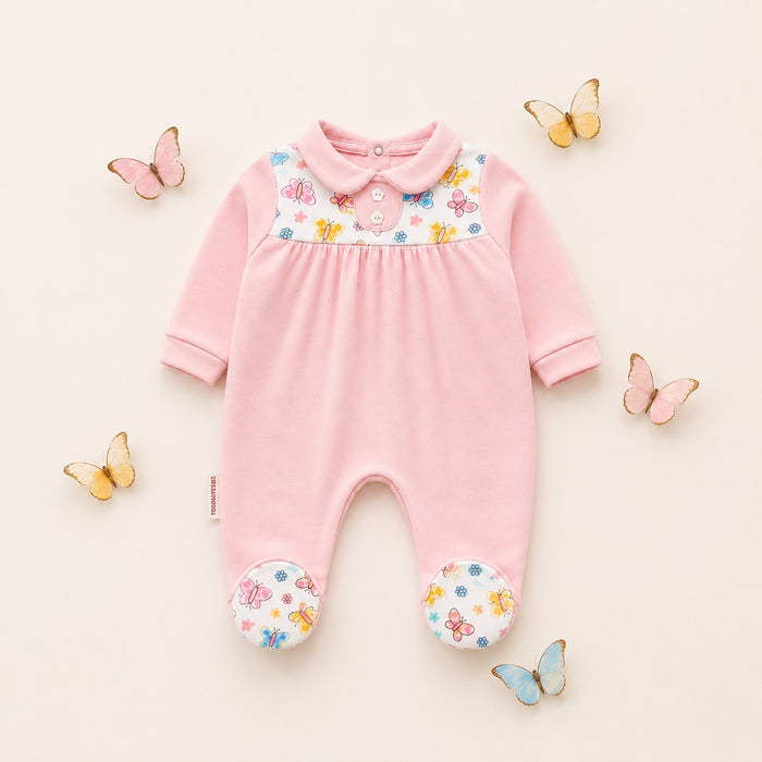 Peter Pan Collar Printed Romper (0–12 Months)