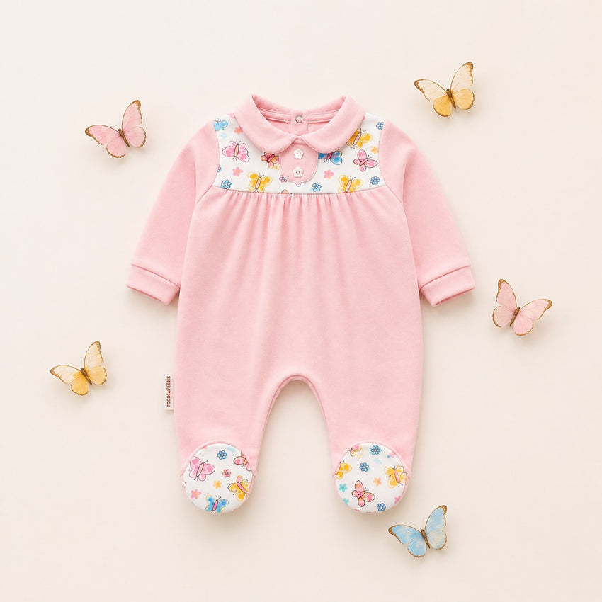 Peter Pan Collar Printed Romper (0–12 Months)