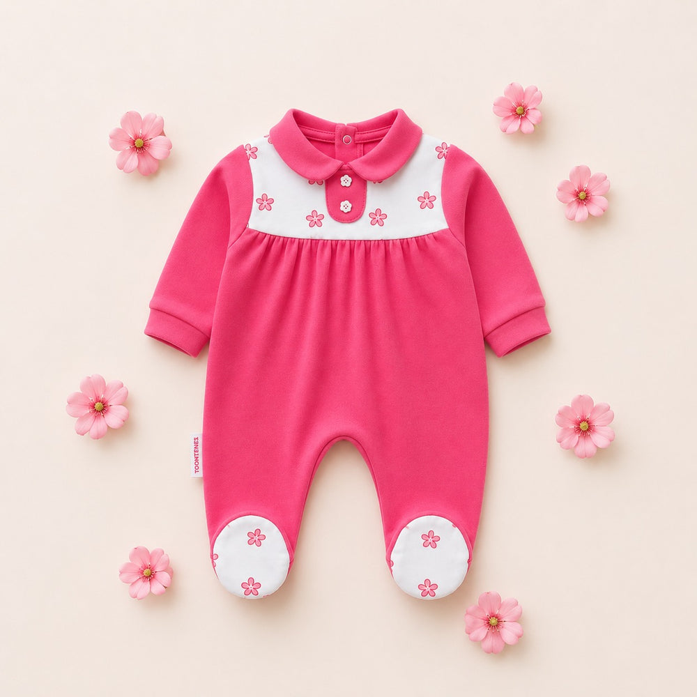 Peter Pan Collar Printed Romper (0–12 Months)