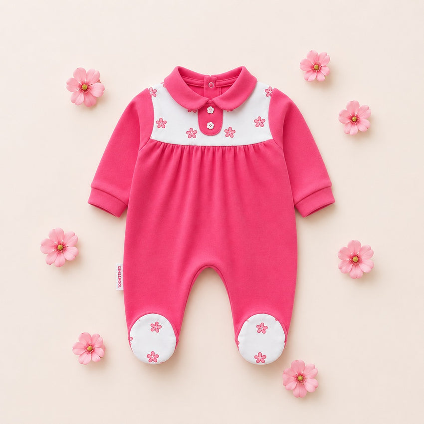 Peter Pan Collar Printed Romper (0–12 Months)