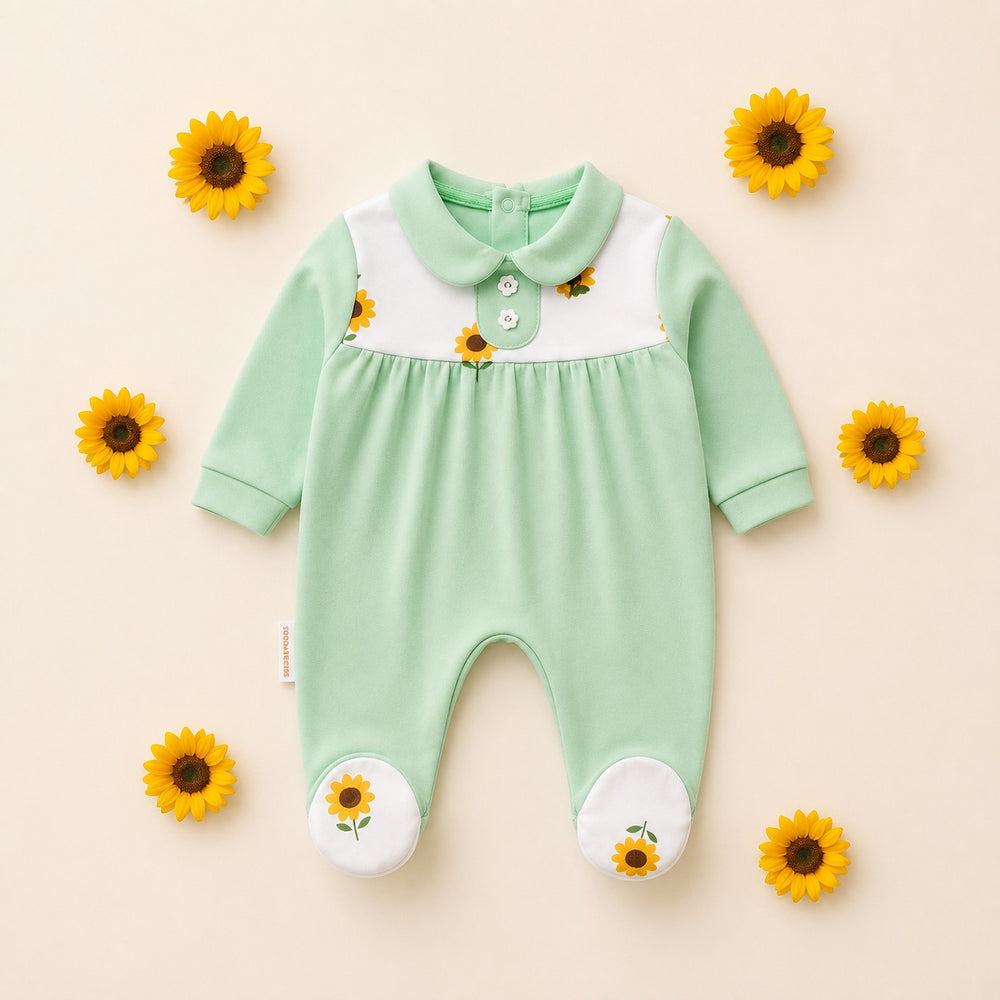 Peter Pan Collar Printed Romper (0–12 Months)