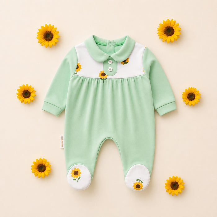 Peter Pan Collar Printed Romper (0–12 Months)