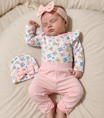 Baby Girl Printed 4-Piece Set (0-12 Months)