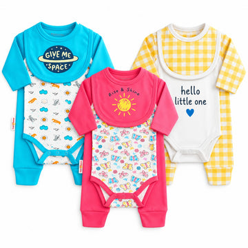 Newborn 3-Piece Bodysuit, Trouser & Bib Set