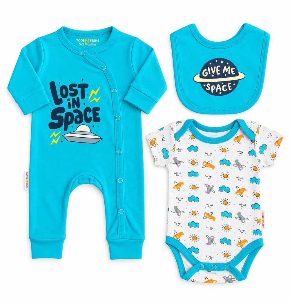 Newborn 3-Piece Bodysuit, Trouser & Bib Set
