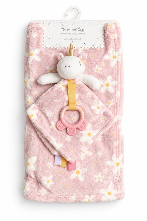 Plush Baby Blanket with Toy