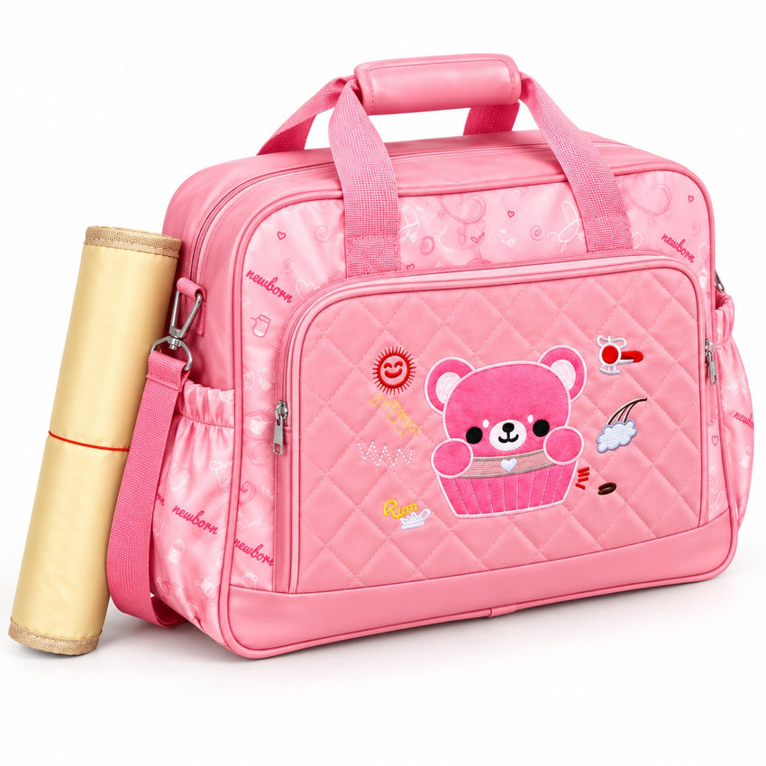 Pink Teddy Embroidery Bag