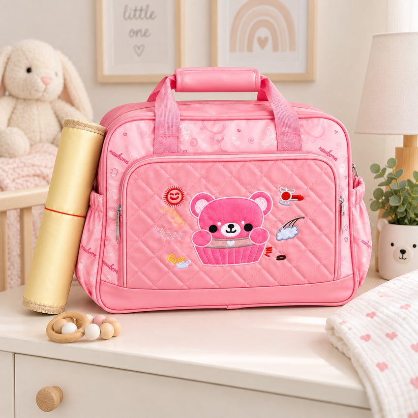 Pink Teddy Embroidery Bag