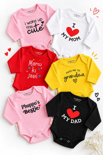 Printed Baby Full Sleeves Bodysuits - 0-12M