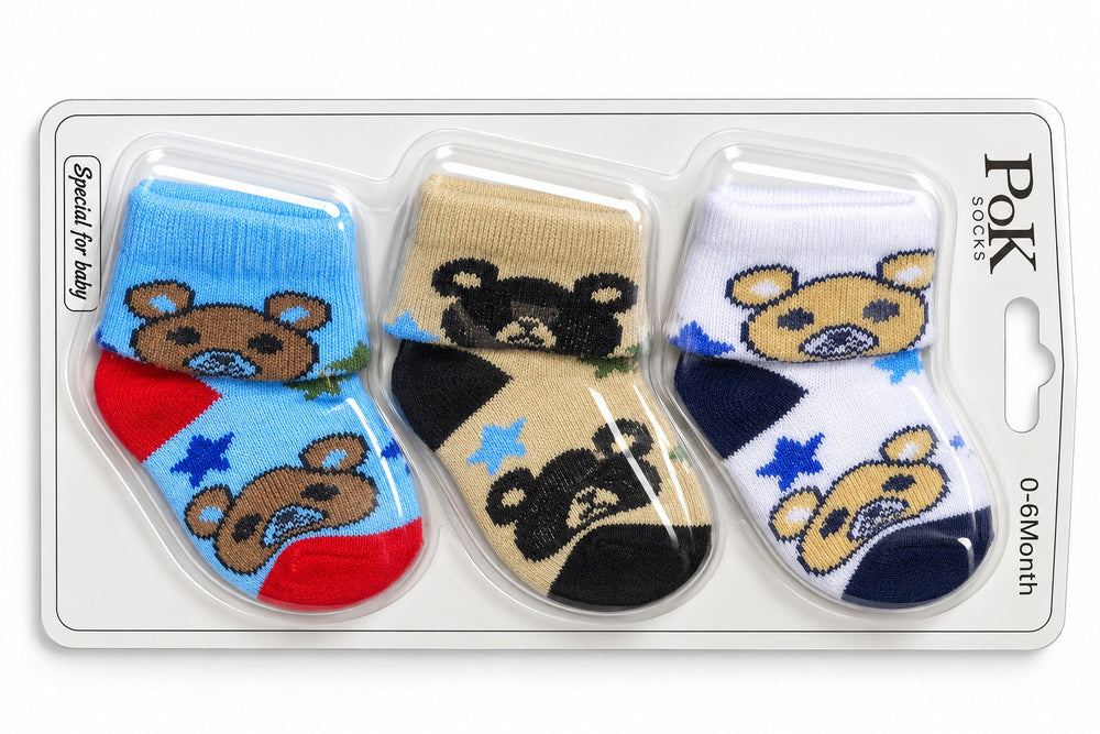 Boy & Girl 3pc Folded Socks (0-6M)