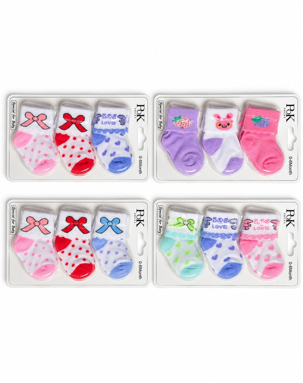 Boy & Girl 3pc Folded Socks (0-6M)
