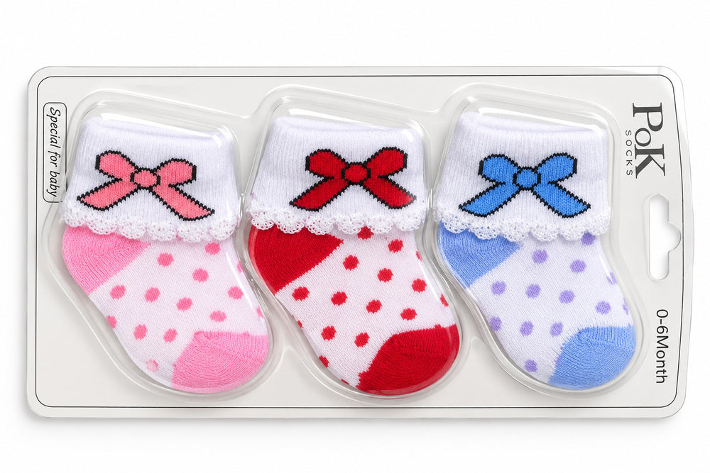Boy & Girl 3pc Folded Socks (0-6M)