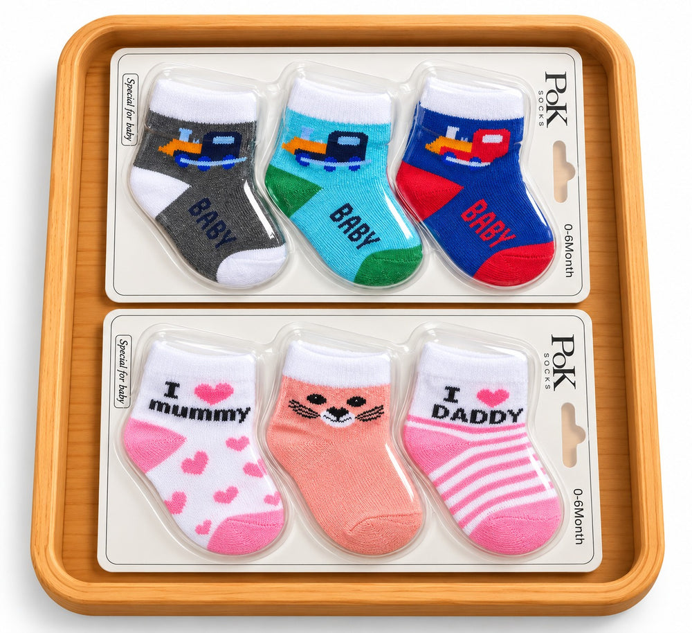 Boy & Girl 3pc Socks (0-6M)