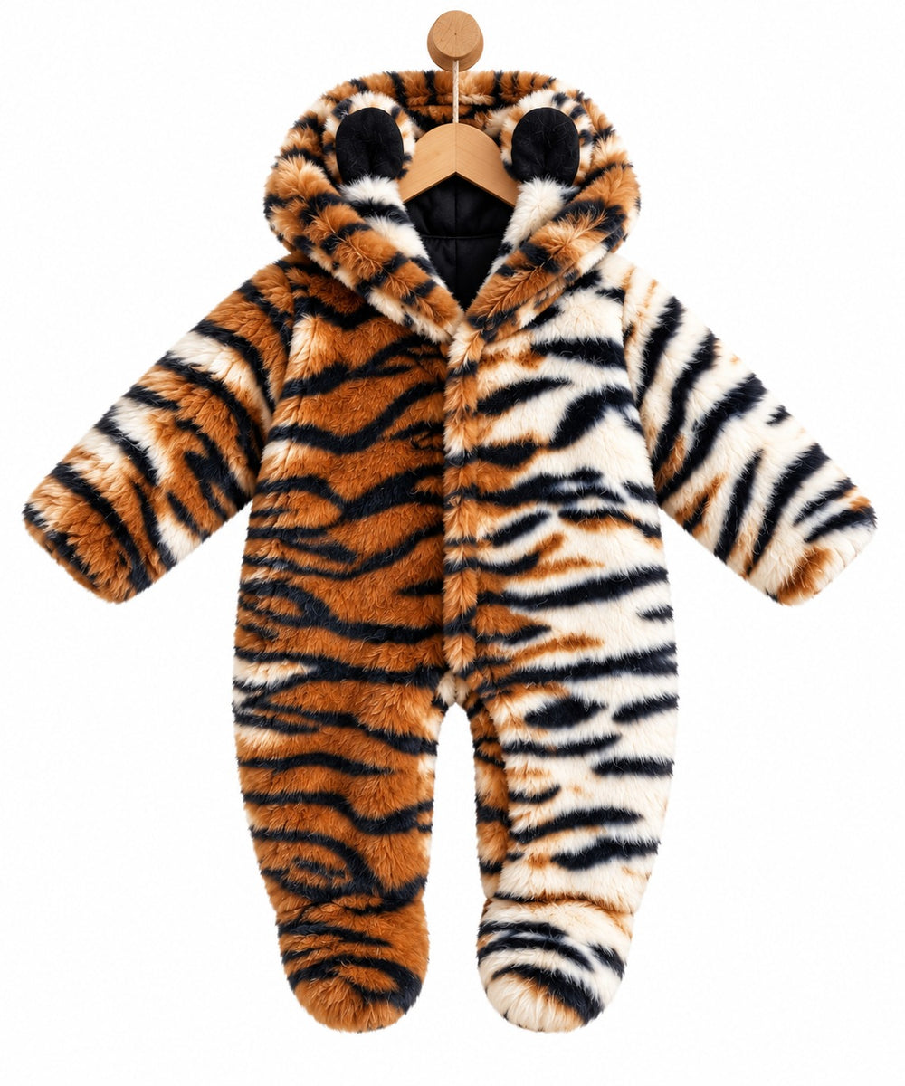 Tiger Footed Fur Romper (0-12M)