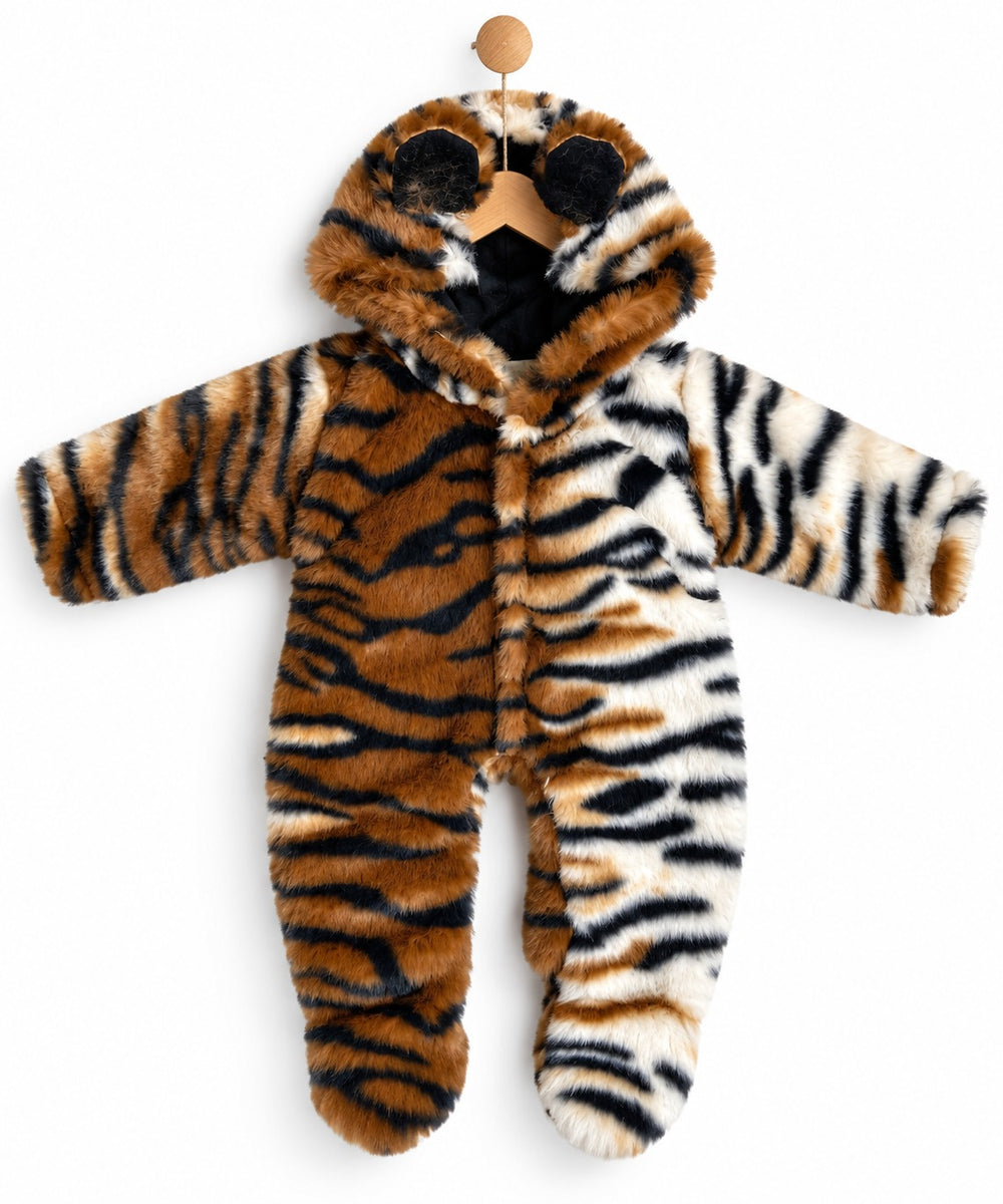 Tiger Footed Fur Romper (0-12M)