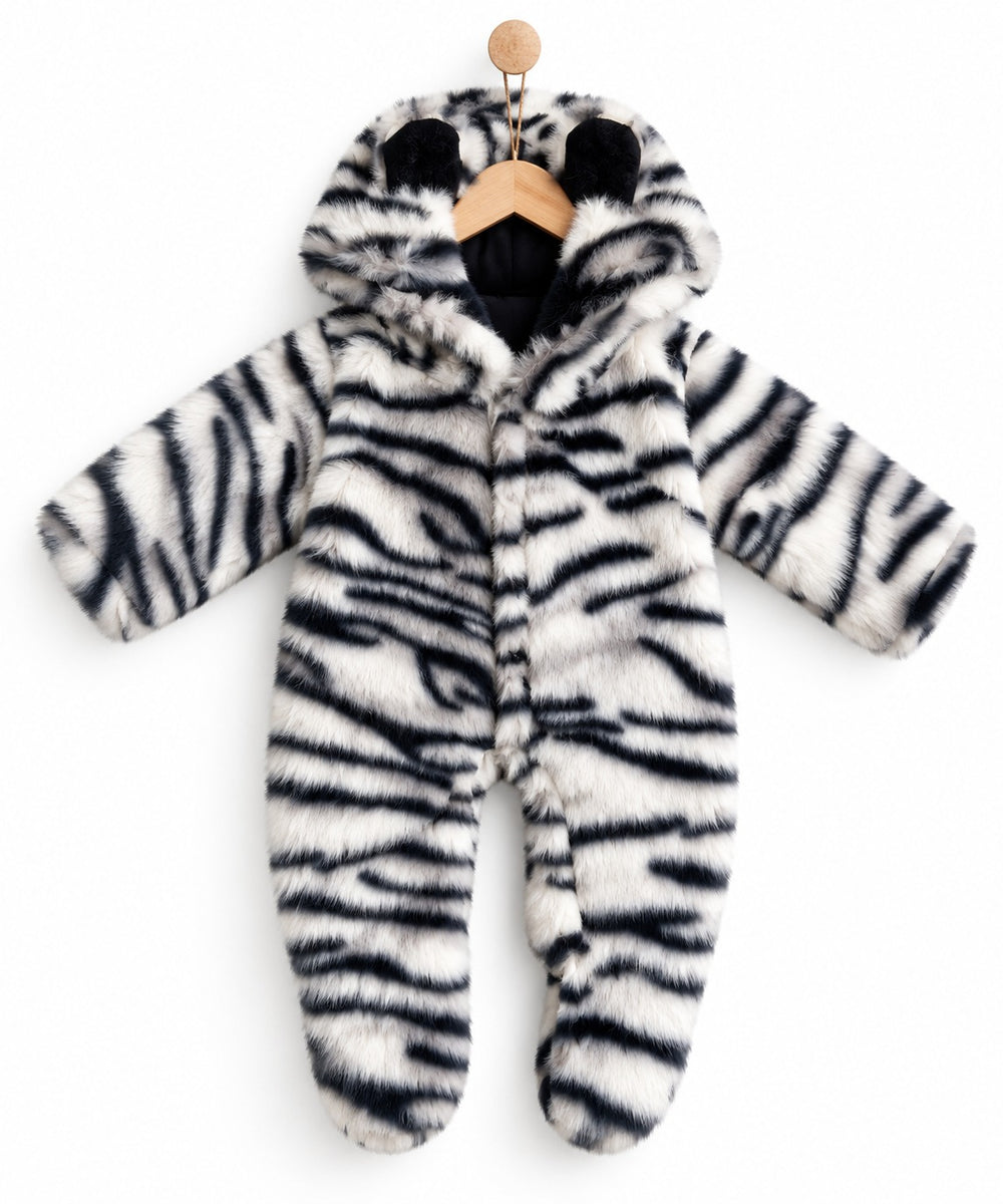Tiger Footed Fur Romper (0-12M)