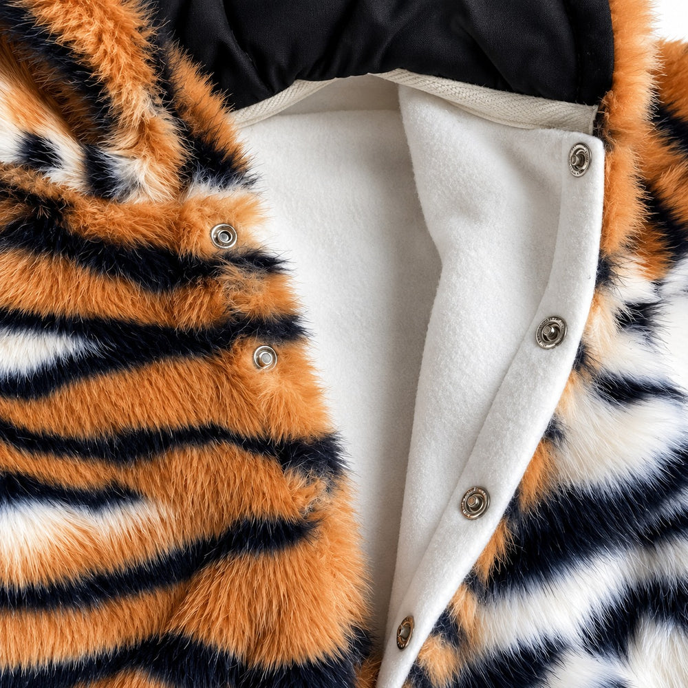 Tiger Footed Fur Romper (0-12M)
