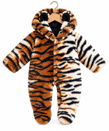 Tiger Footed Fur Romper (0-12M)