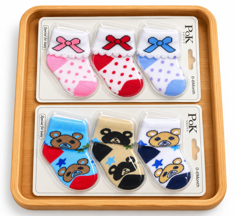 Boy & Girl 3pc Folded Socks (0-6M)