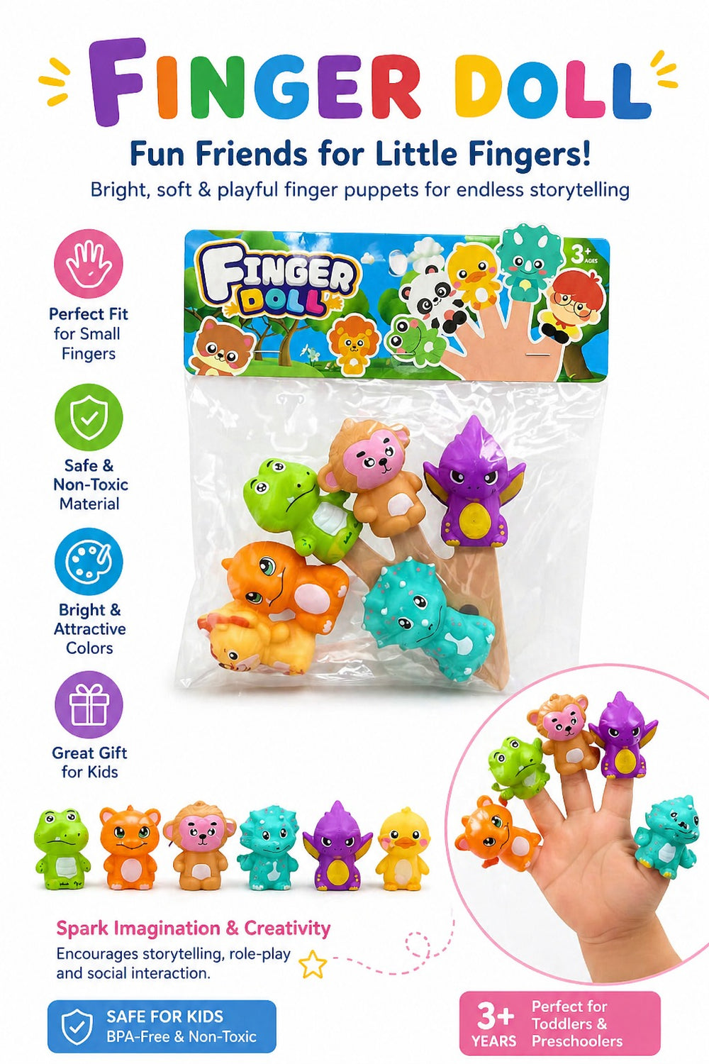 Soft Silicone Finger Doll 6 pcs - 916-261