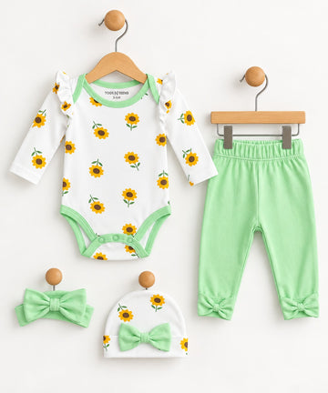 Baby Girl Printed 4-Piece Set (0-12 Months)