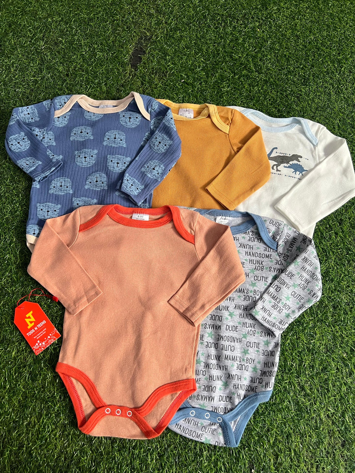 Pack Of 5 Premium Baby Bodysuits (6-9M)