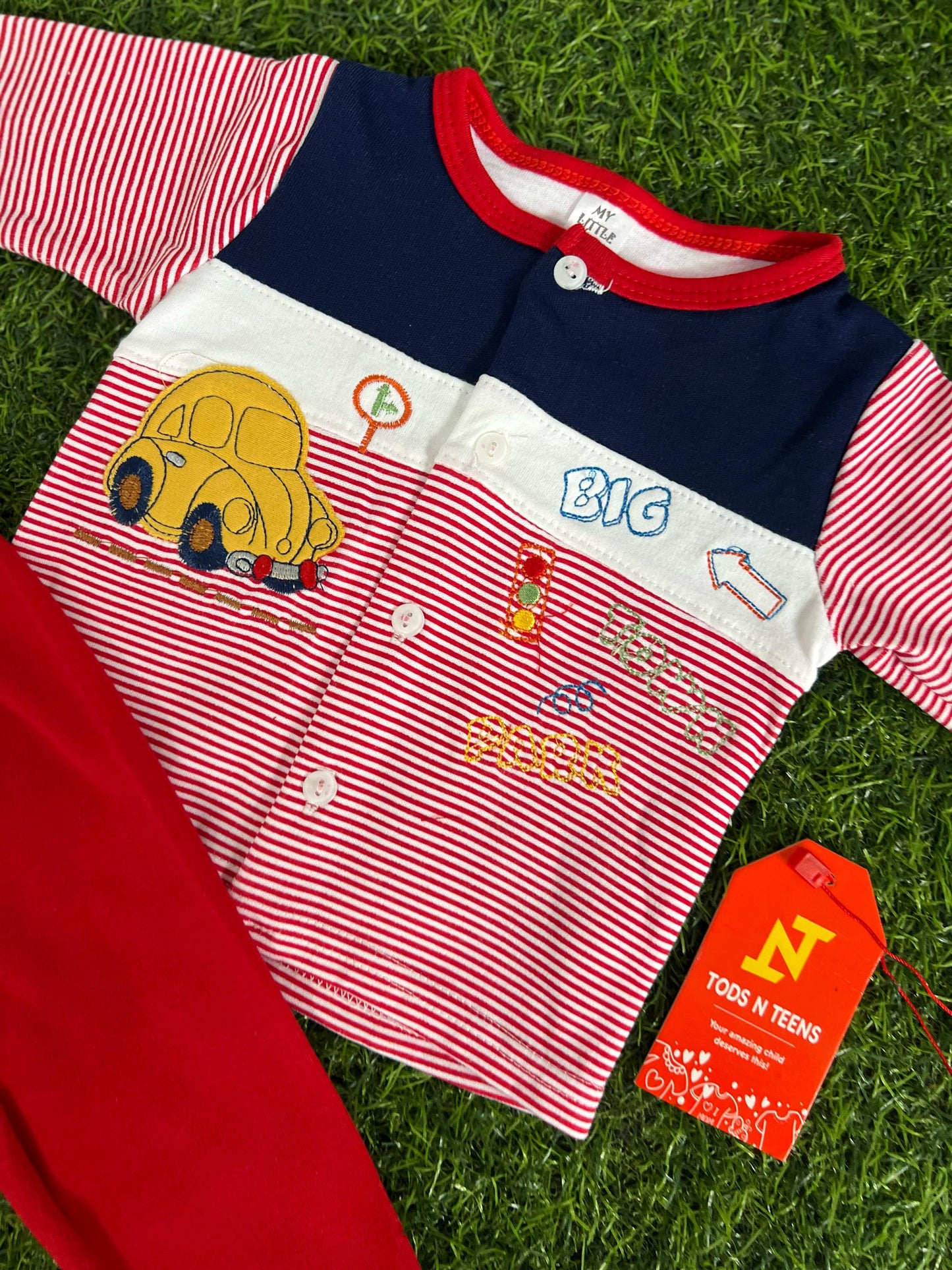 Big Car 2 Piece Boys Tropical Dress 0-9M