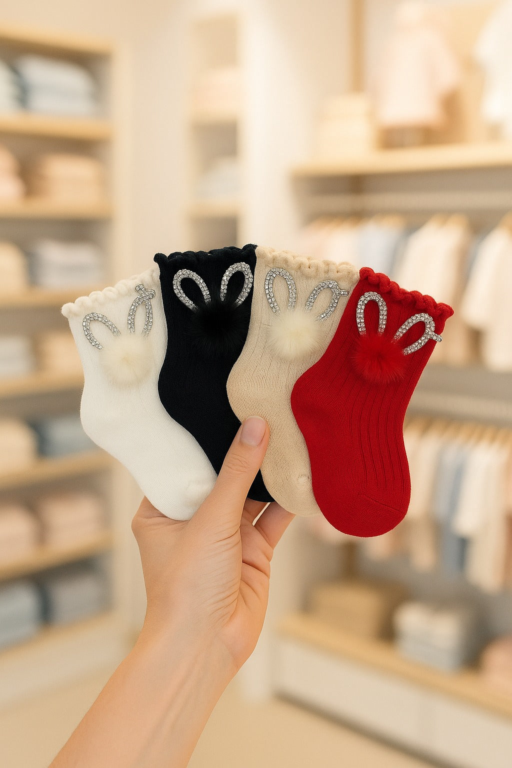 SH467-Crown Ribbon Baby Winter Socks